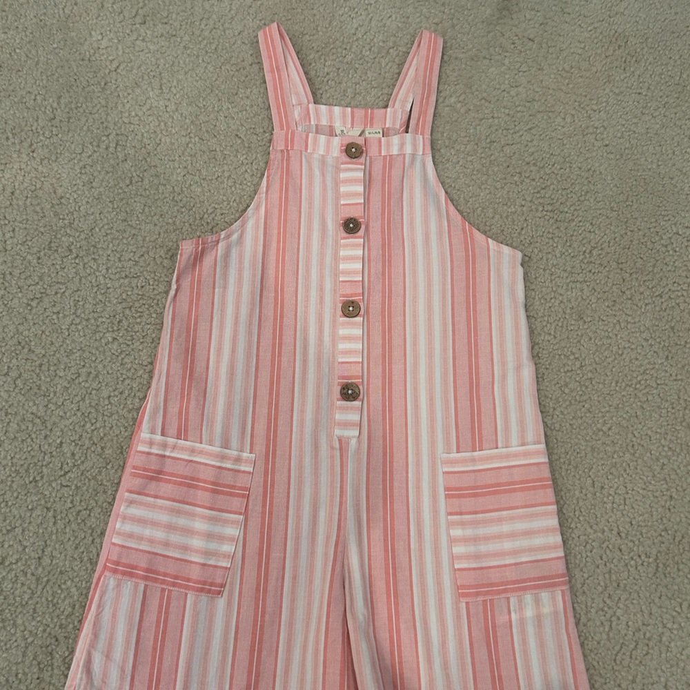 Roxy Girls Striped Pink and White Romper